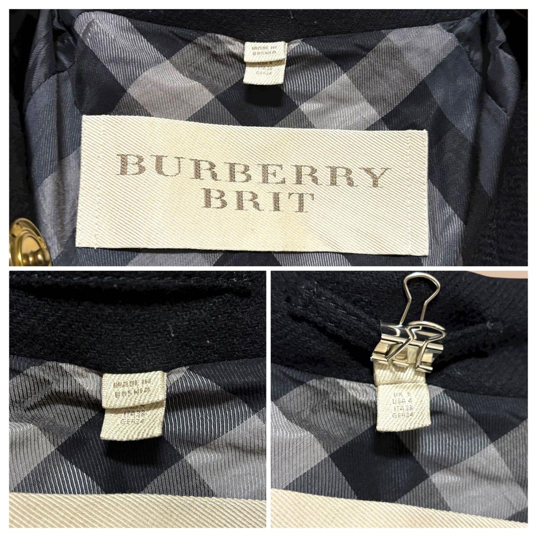 美品正規品ユーロ規格BURBERRYBRITカシミヤ混ウールコートチェック柄黒M