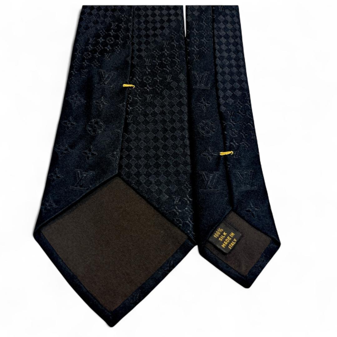 LOUIS VUITTON ネクタイ ダミエ モノグラム 黒 フォーマル