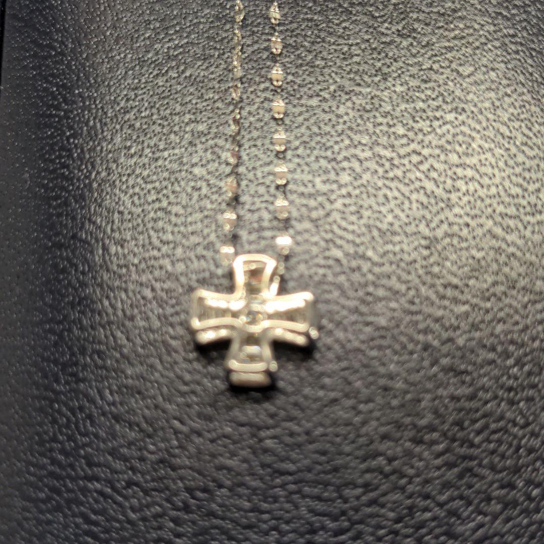 18金テーバーダイヤモンドクロスネックレス0.2ctup