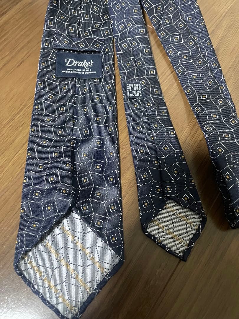 ドレイクス　Drake's ネクタイ　ネイビー小紋