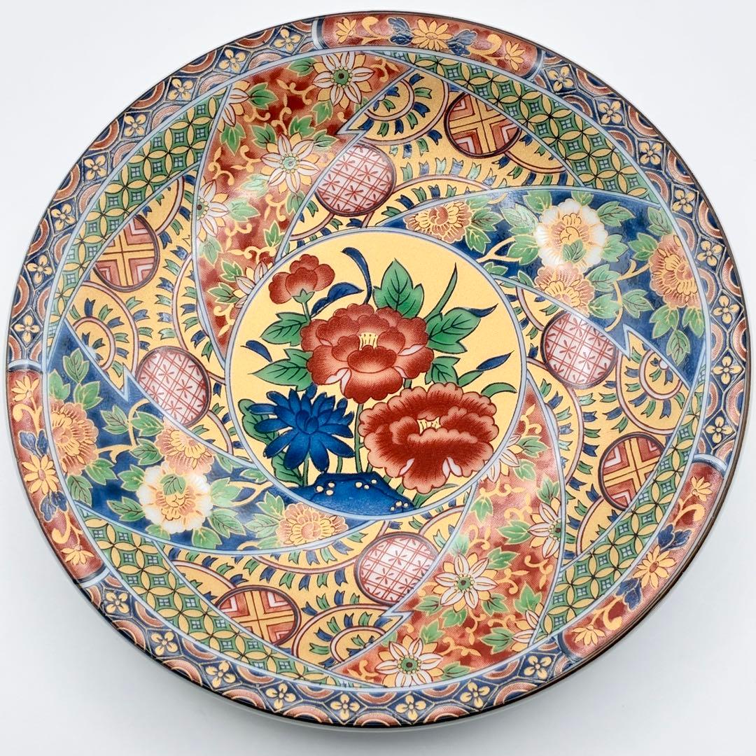 【美品】有田燒 万葉窯 色給丸紋 小皿揃 6枚セット 取皿 古伊万里 金彩