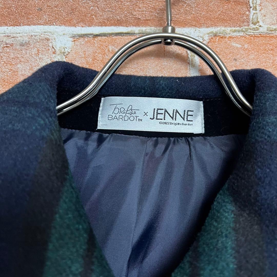 (未使用級)ジェンヌxブリジット　バルドー　コラボポンチョケープコート　チェック