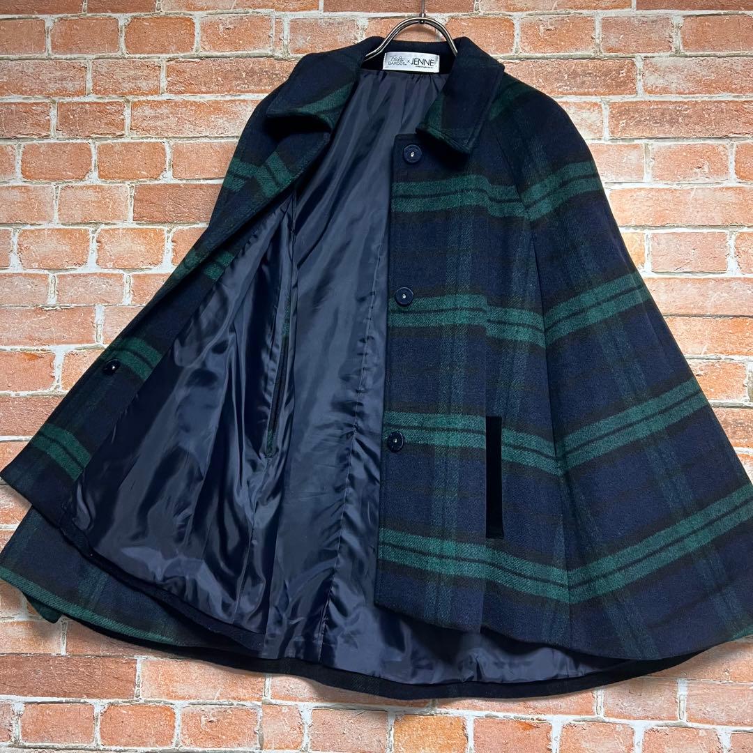 (未使用級)ジェンヌxブリジット　バルドー　コラボポンチョケープコート　チェック