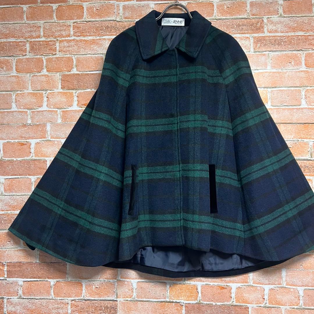 (未使用級)ジェンヌxブリジット　バルドー　コラボポンチョケープコート　チェック