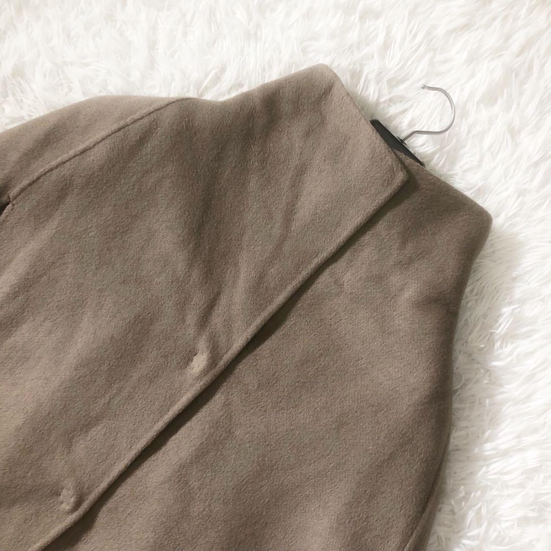 希少 ウィムガゼット カシミヤ100% リバーポンチョコート ロング グレージュ