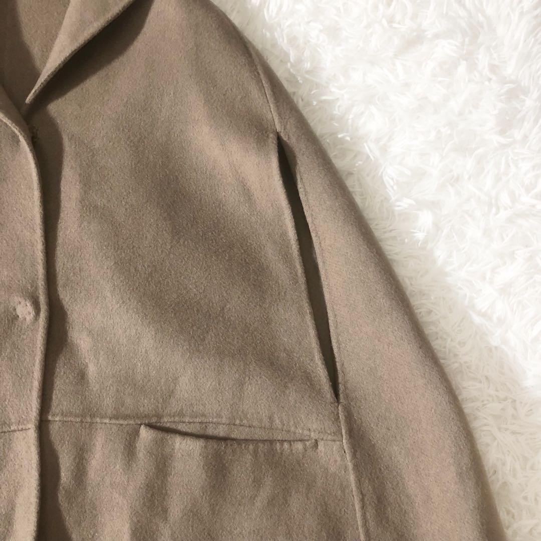 希少 ウィムガゼット カシミヤ100% リバーポンチョコート ロング グレージュ