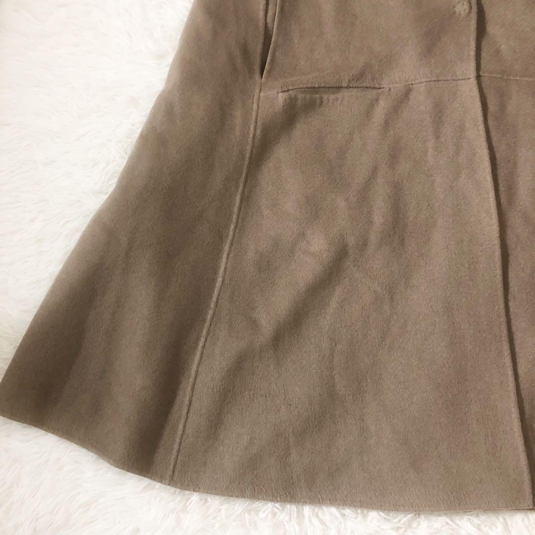 希少 ウィムガゼット カシミヤ100% リバーポンチョコート ロング グレージュ