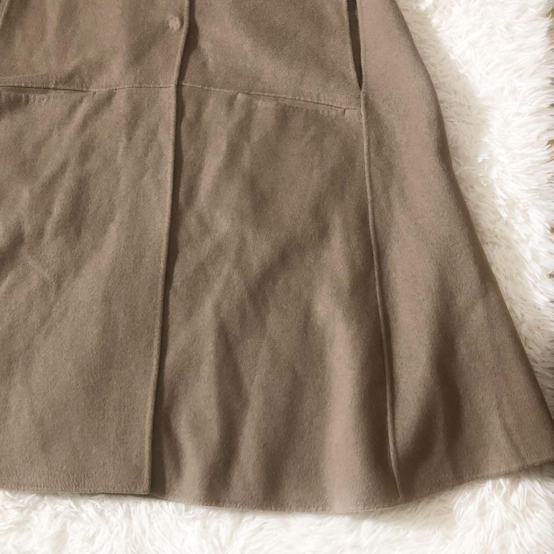 希少 ウィムガゼット カシミヤ100% リバーポンチョコート ロング グレージュ