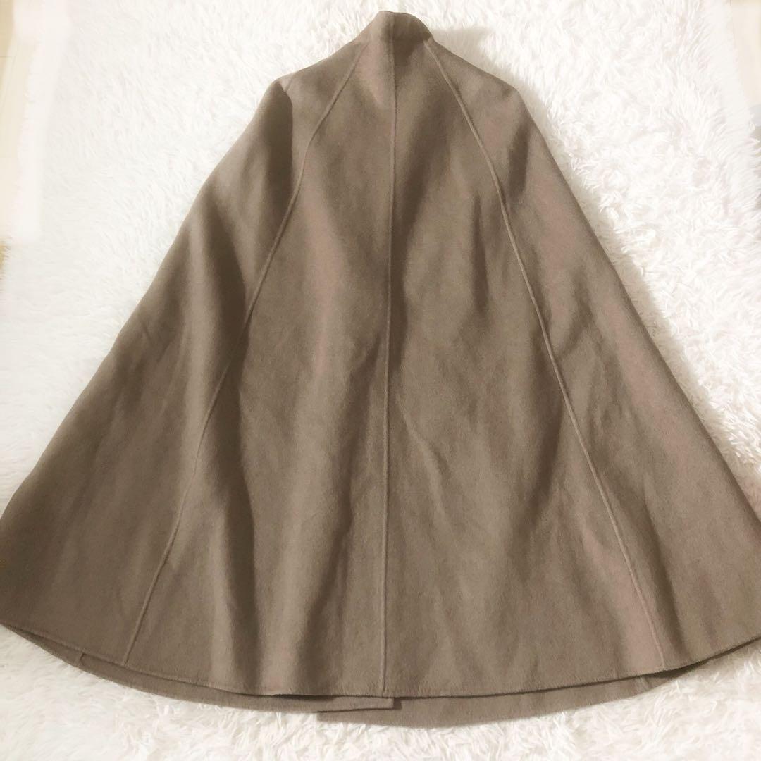 希少 ウィムガゼット カシミヤ100% リバーポンチョコート ロング グレージュ