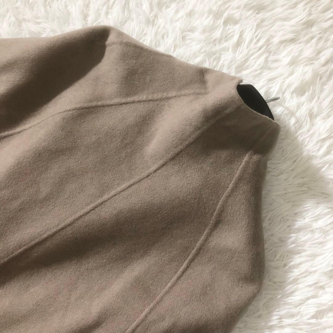 希少 ウィムガゼット カシミヤ100% リバーポンチョコート ロング グレージュ