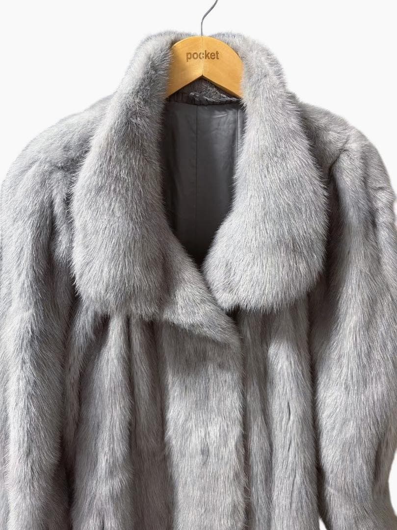 美品美色　ミンクコート　染め色　襟2way　毛皮　リアルファー　柔らか　ミドル丈