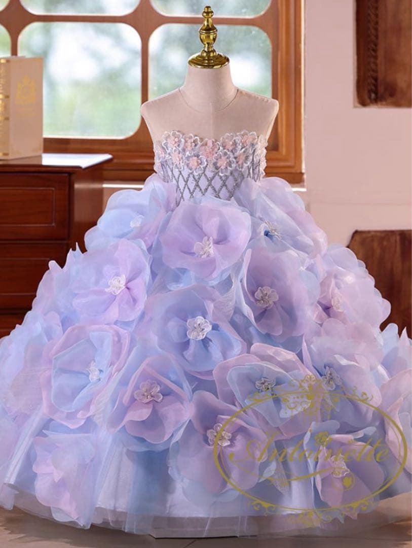 140 ピアノ 演奏会 声楽 発表会 ドレス ロング フラワー 子供 用