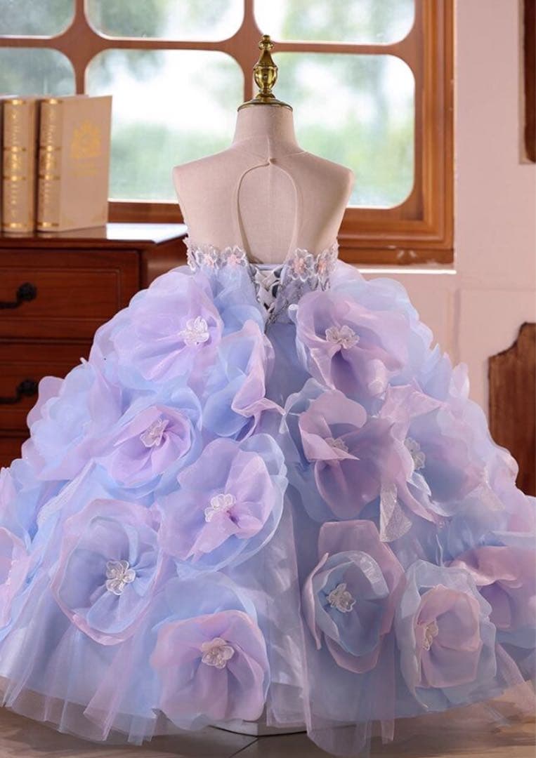 140 ピアノ 演奏会 声楽 発表会 ドレス ロング フラワー 子供 用