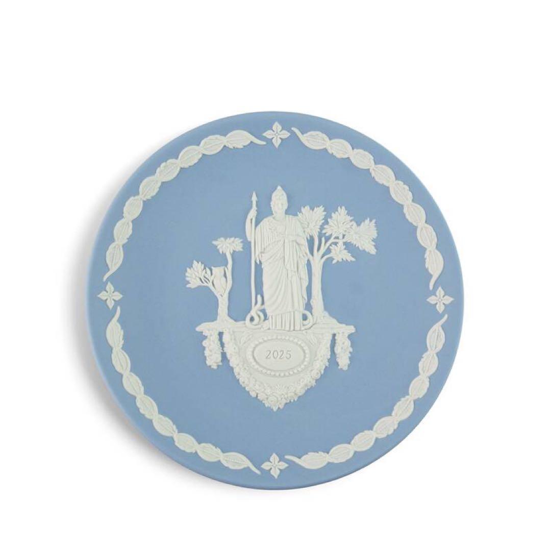 新品ウェッジウッド イヤープレート2025ジャスパー ギリシャ神話アテナ ブルー