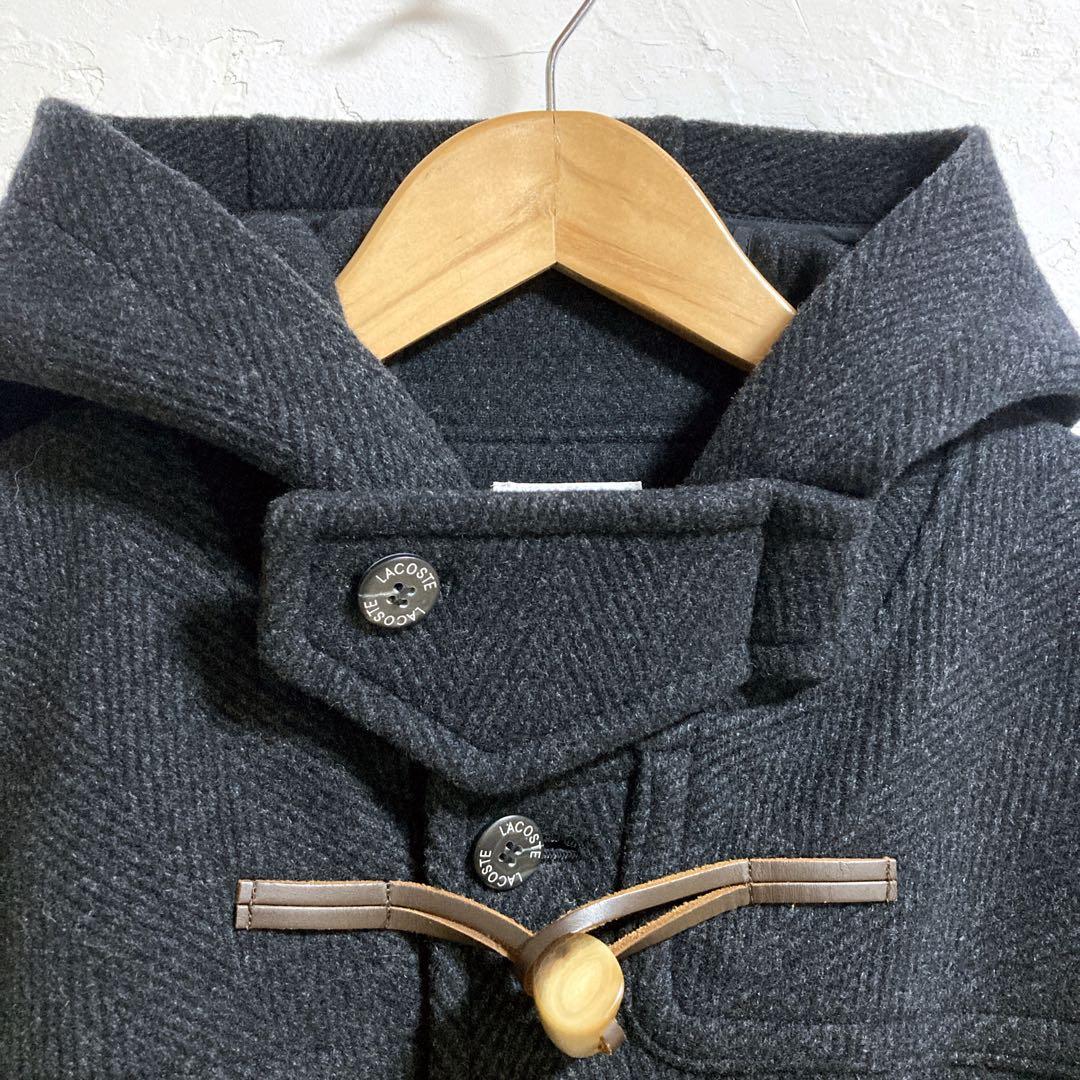 ラコステ　ヘリンボーン　ダッフルコート　フード　グレー　L