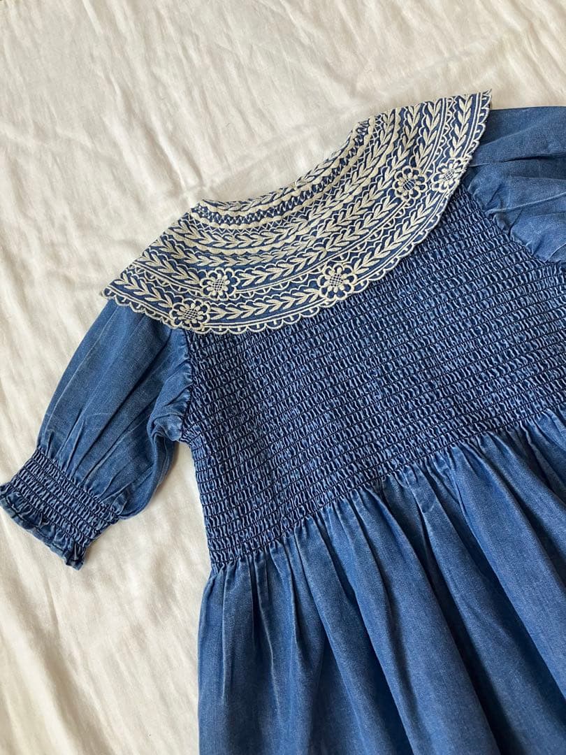 ワンピース Bonjour DENIM TUNIQUE handsmock 10y