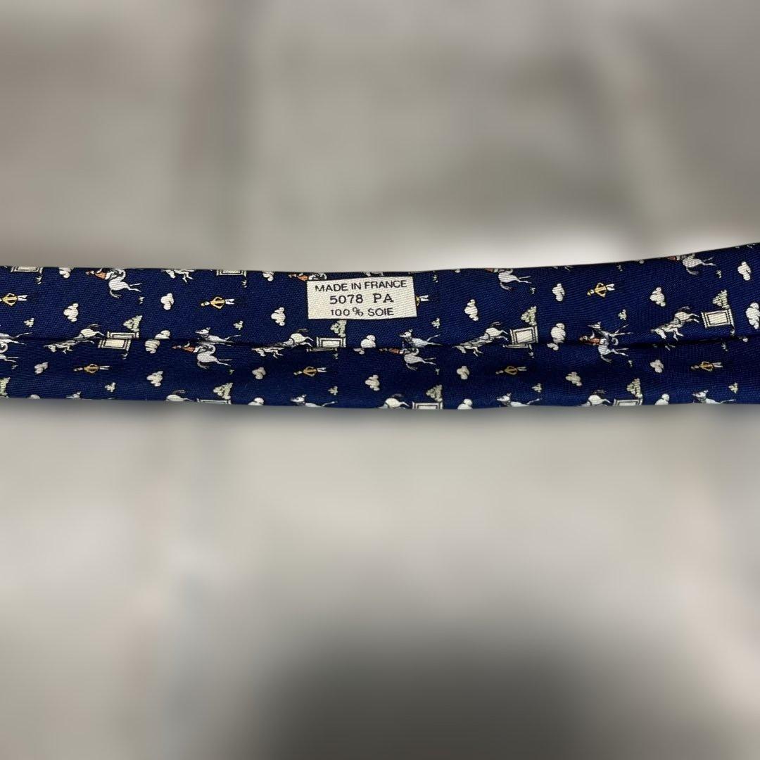 HERMES エルメス ネクタイ シルク 乗馬 騎手 ジョッキー 雲 フランス製