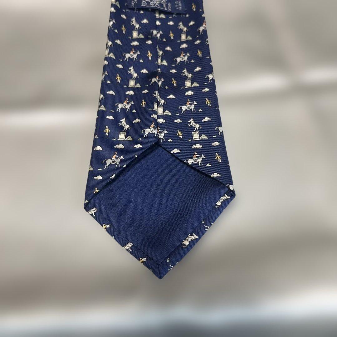 HERMES エルメス ネクタイ シルク 乗馬 騎手 ジョッキー 雲 フランス製