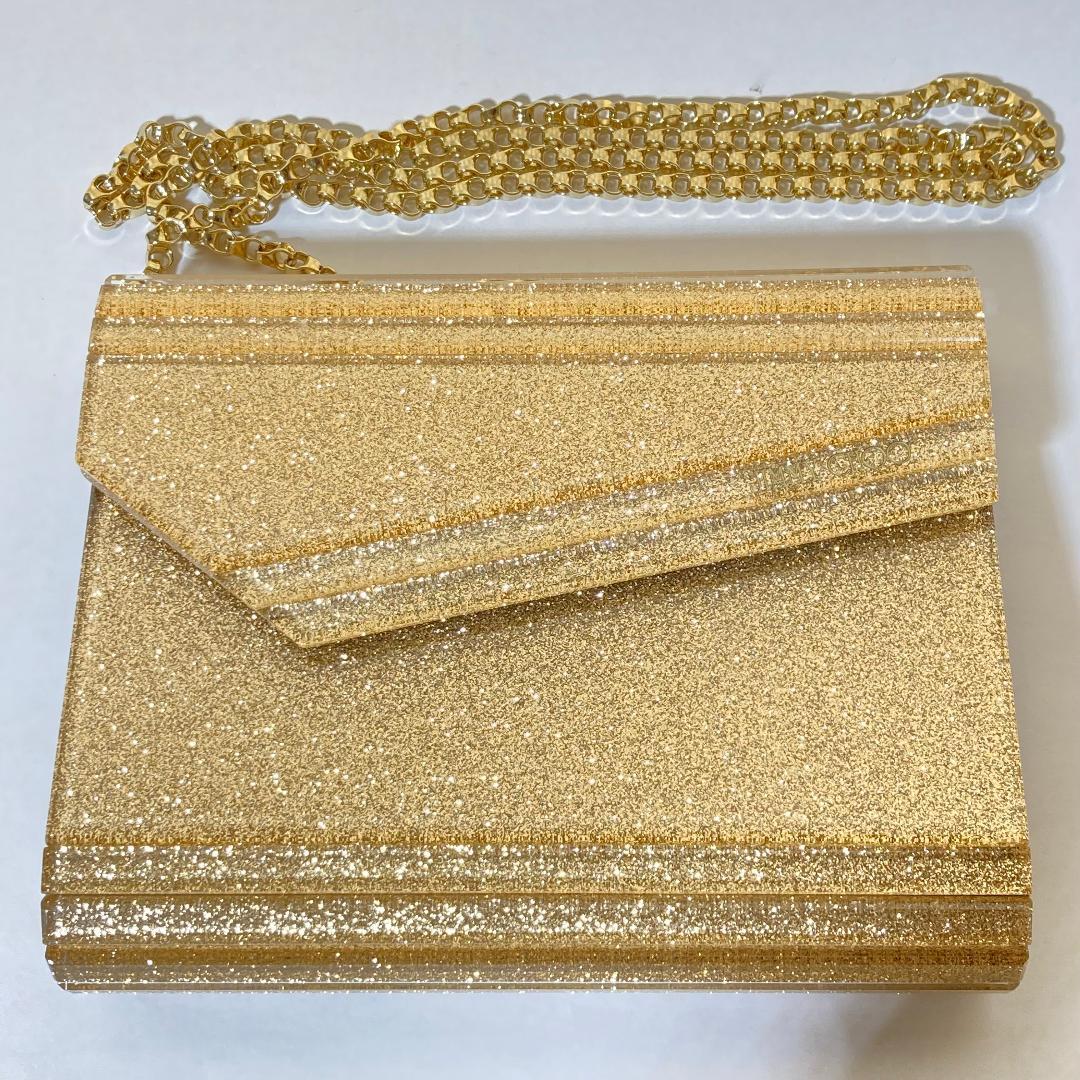 JIMMY CHOO ジミーチュウ グリッター チェーン ショルダーバッグ