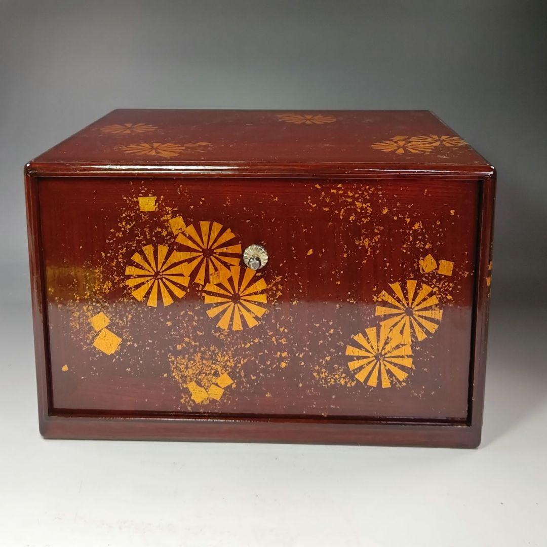 イ628 茶箱『前端雅峰造』『菊蒔絵　茶箱　木箱』茶道具