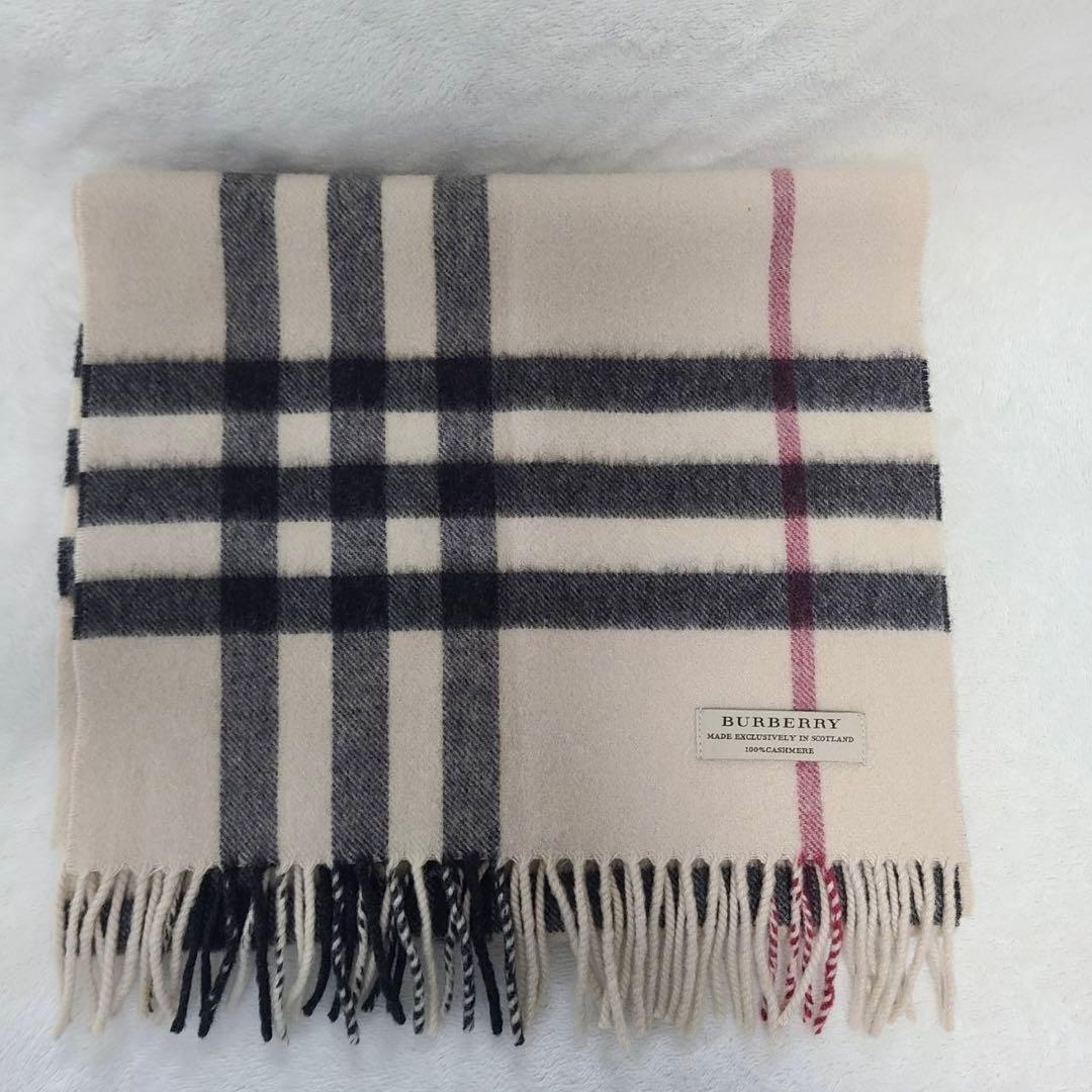 BURBERRY　バーバリー　マフラー　メガチェック　カシミア100%アイボリー