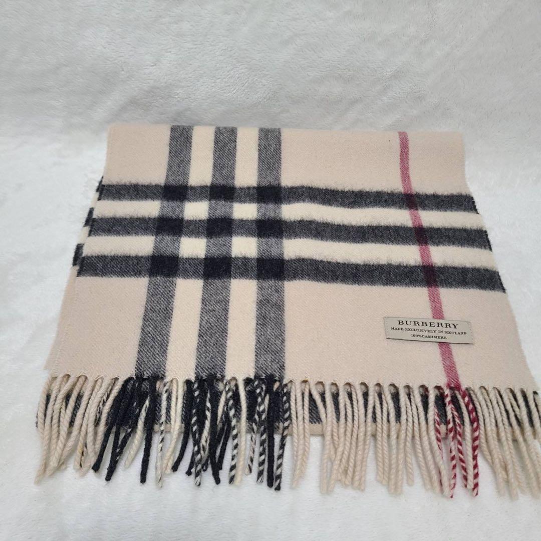 BURBERRY　バーバリー　マフラー　メガチェック　カシミア100%アイボリー