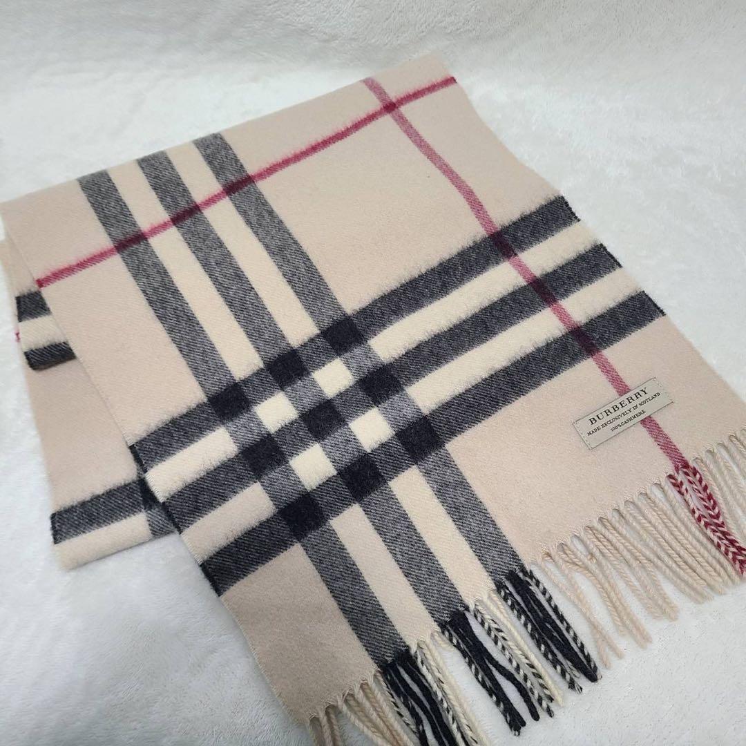 BURBERRY　バーバリー　マフラー　メガチェック　カシミア100%アイボリー