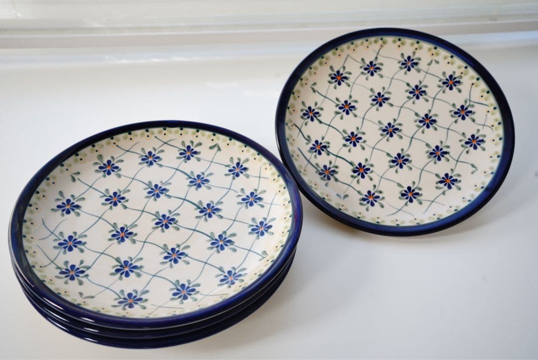 皿20cm同柄４枚セット＊和洋お料理合わせやすいポーリッシュポタリー花柄