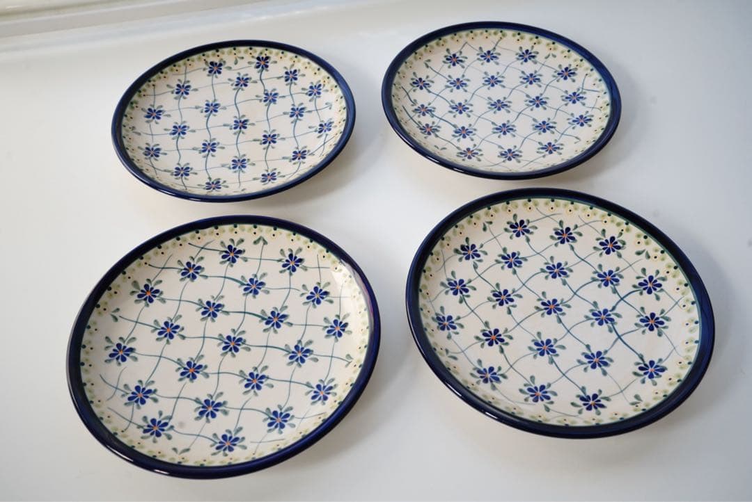 皿20cm同柄４枚セット＊和洋お料理合わせやすいポーリッシュポタリー花柄