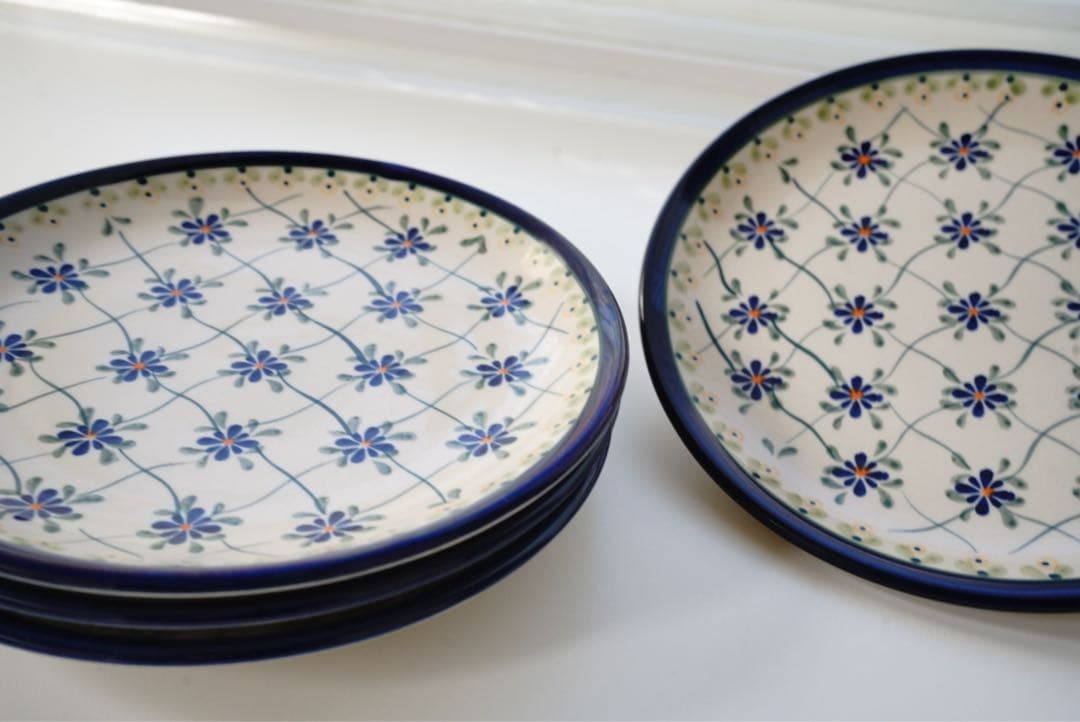 皿20cm同柄４枚セット＊和洋お料理合わせやすいポーリッシュポタリー花柄