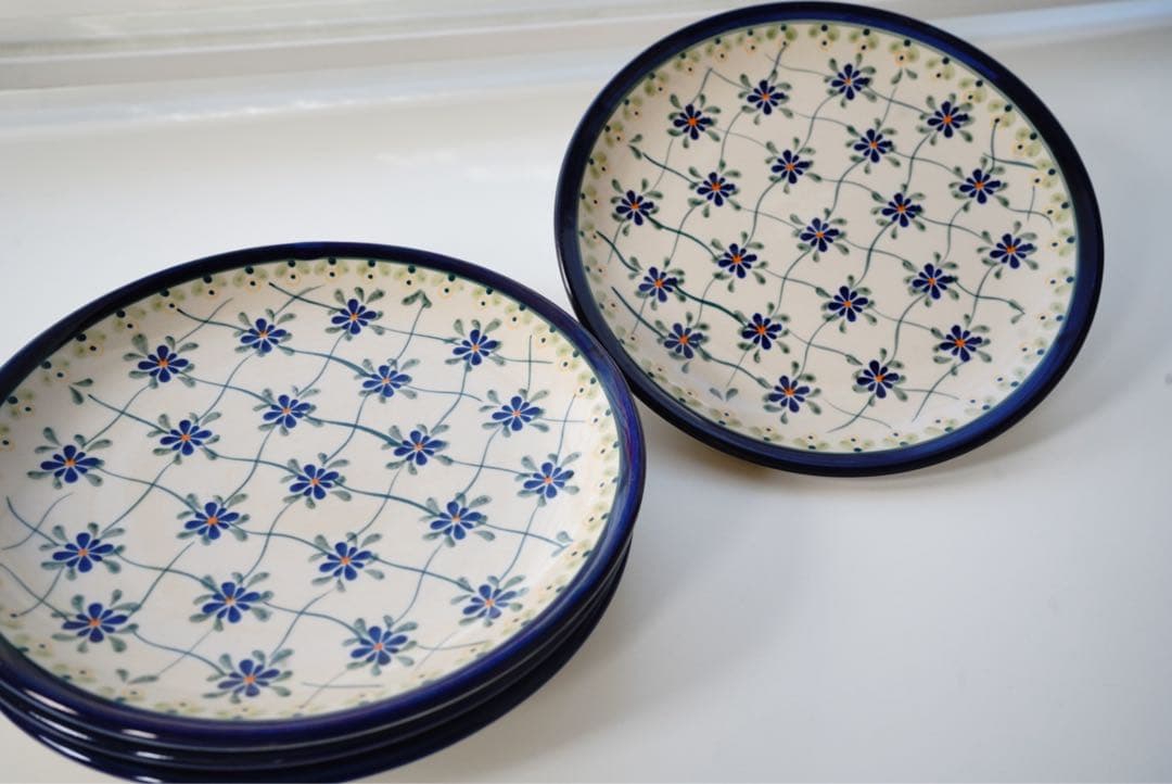 皿20cm同柄４枚セット＊和洋お料理合わせやすいポーリッシュポタリー花柄