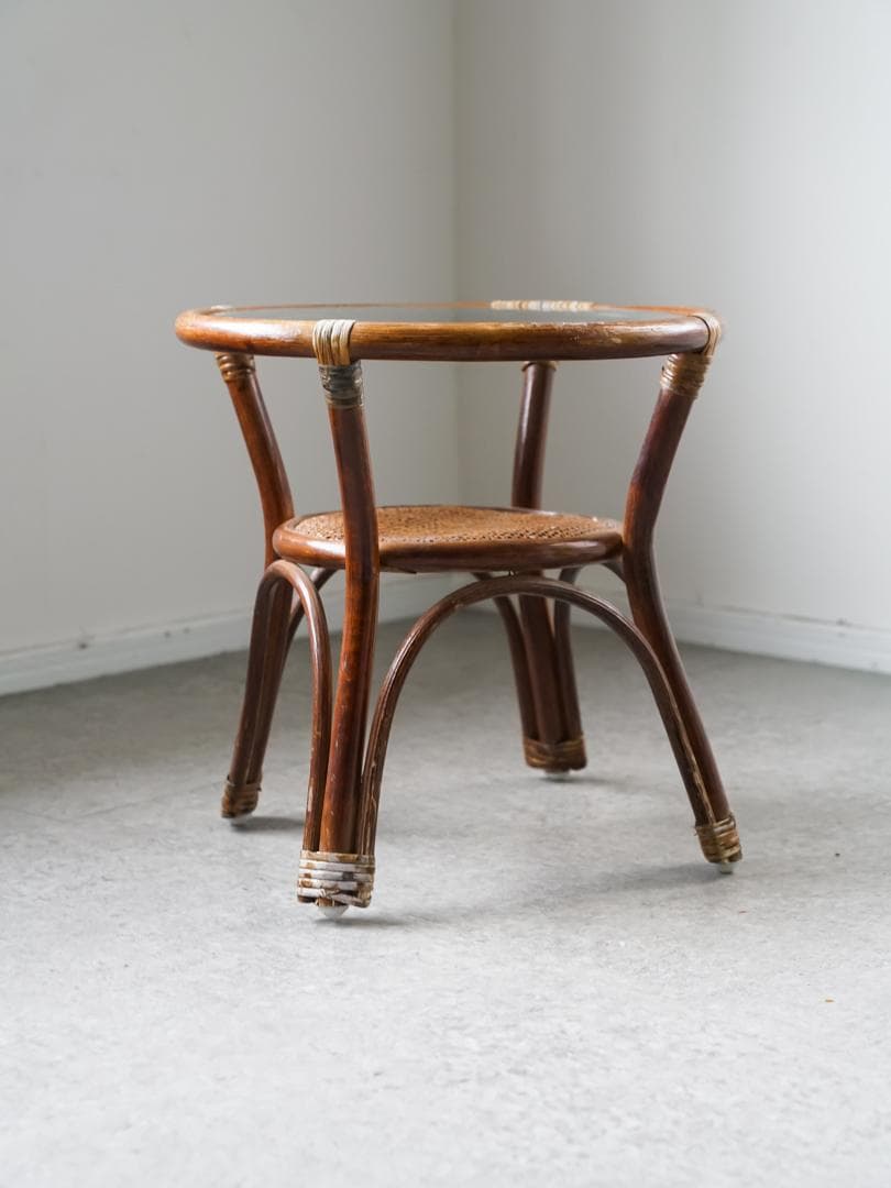 ヴィンテージ ラタン サイドテーブル 籐 ジャパニーズモダン ナチュラル