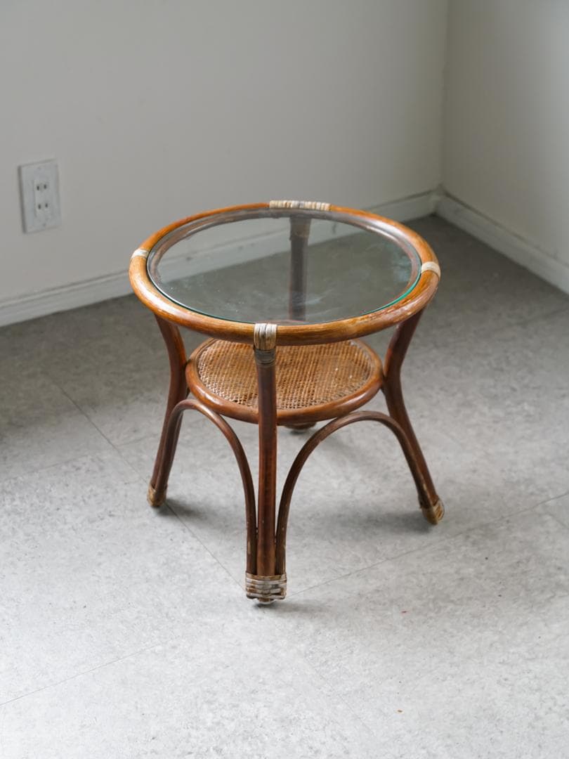 ヴィンテージ ラタン サイドテーブル 籐 ジャパニーズモダン ナチュラル