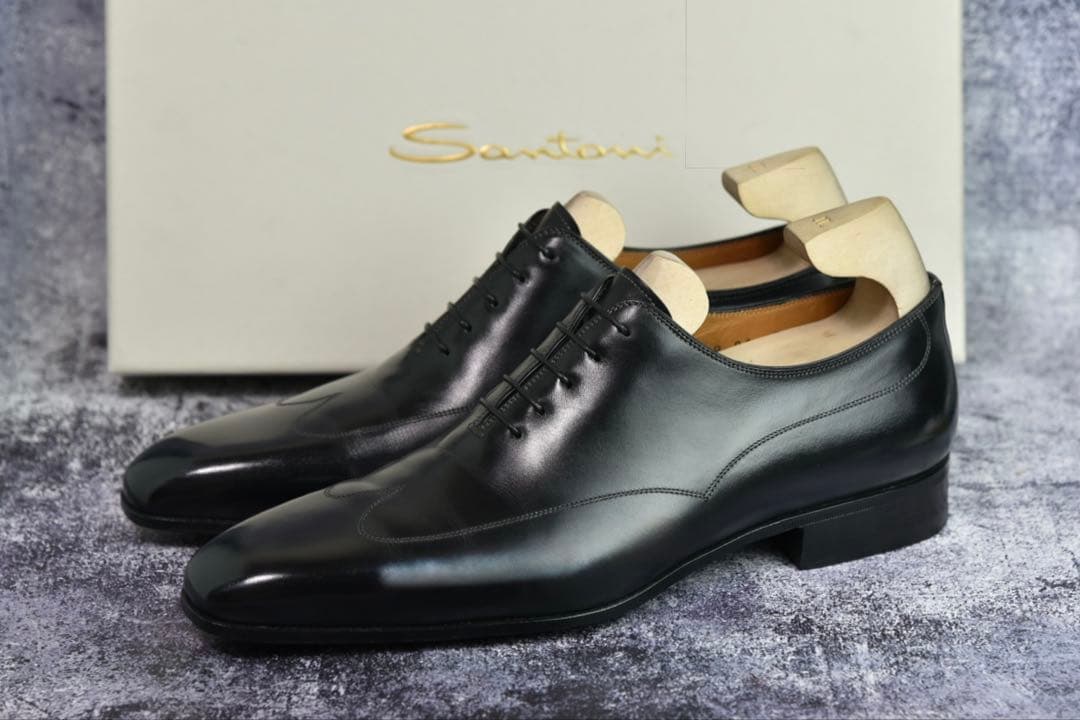 サントーニ　ブラインドブローグ　レザーシューズ　サイズ7.5　ブラック