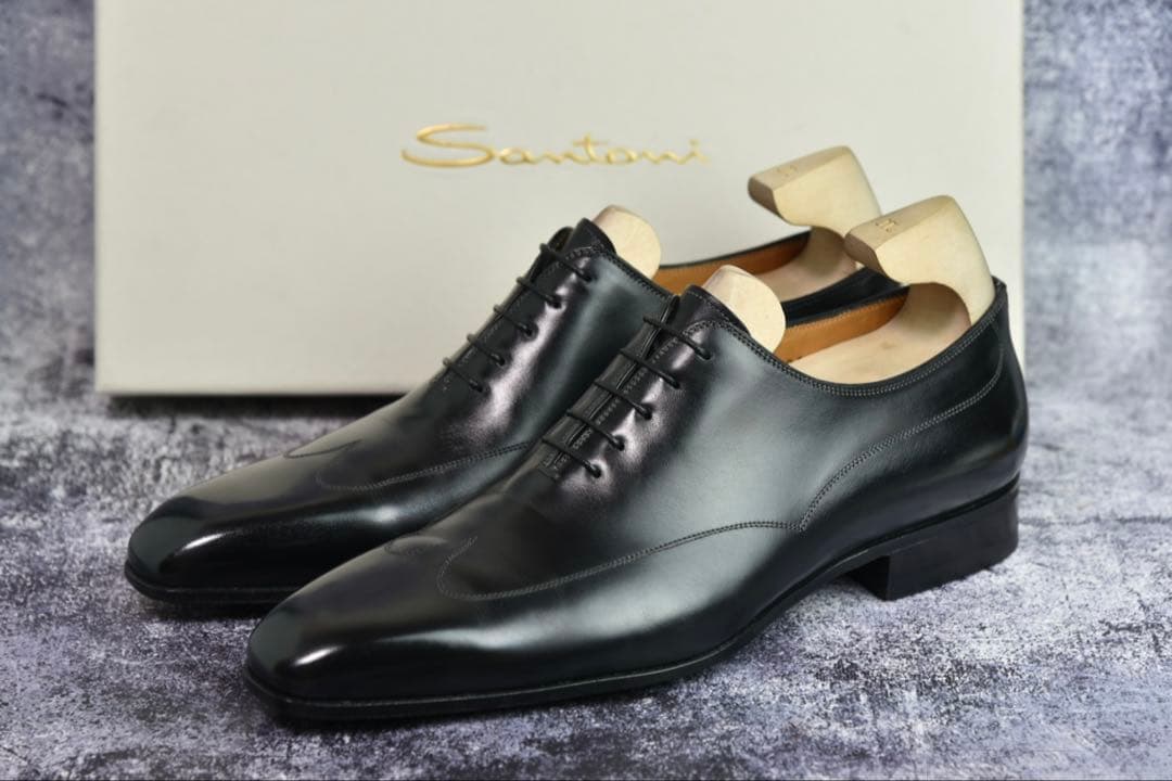 サントーニ　ブラインドブローグ　レザーシューズ　サイズ7.5　ブラック
