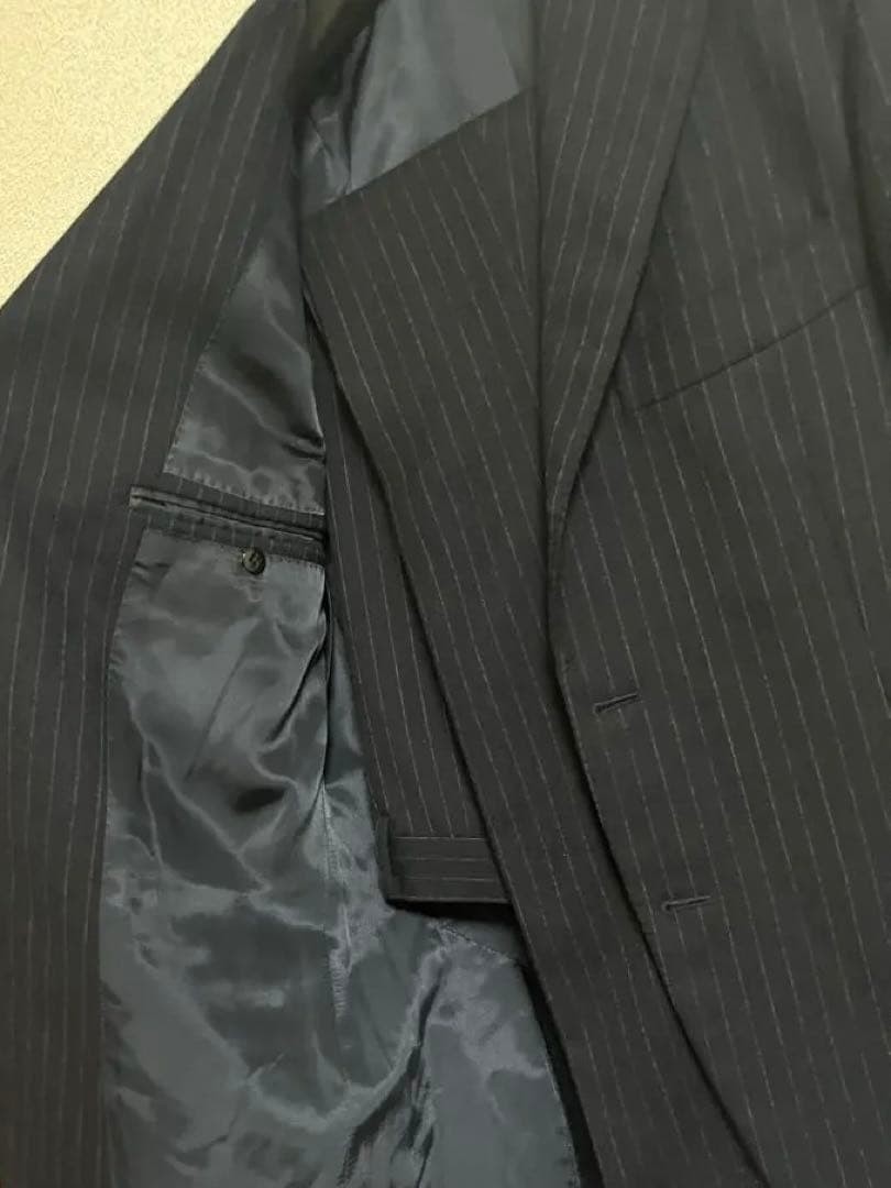 りす　リングジャケット　ストライプサキソニースーツ　ネイビー　サイズ42