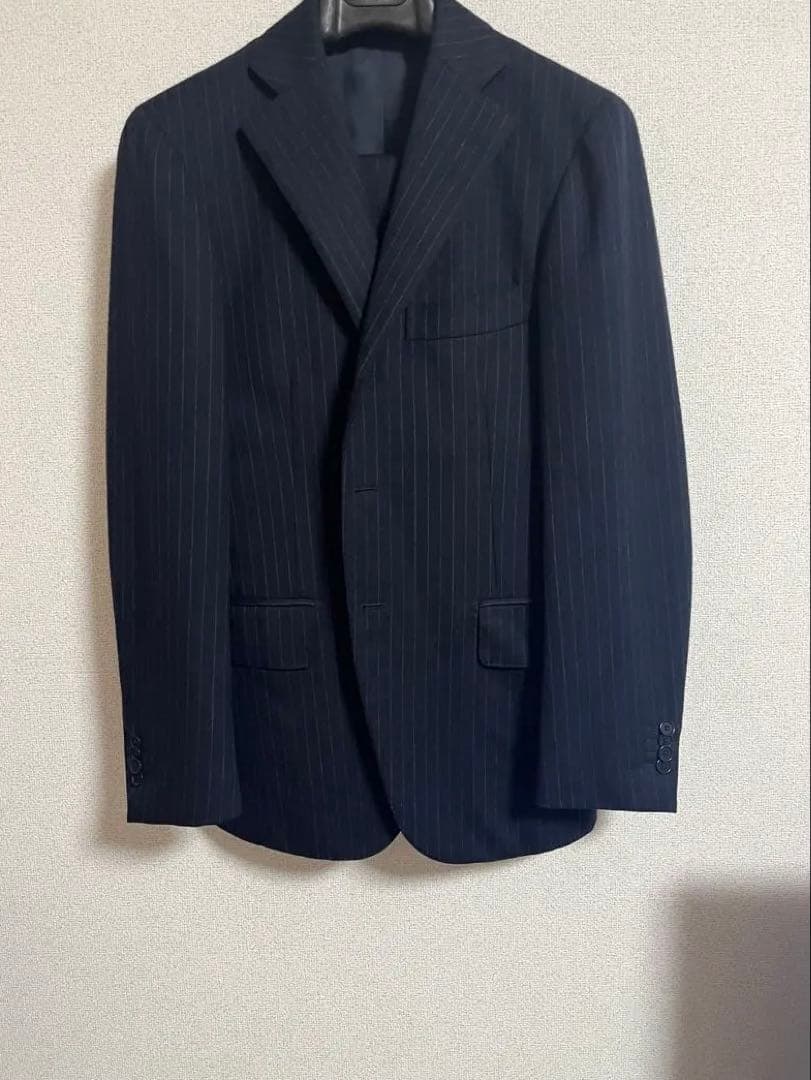 りす　リングジャケット　ストライプサキソニースーツ　ネイビー　サイズ42