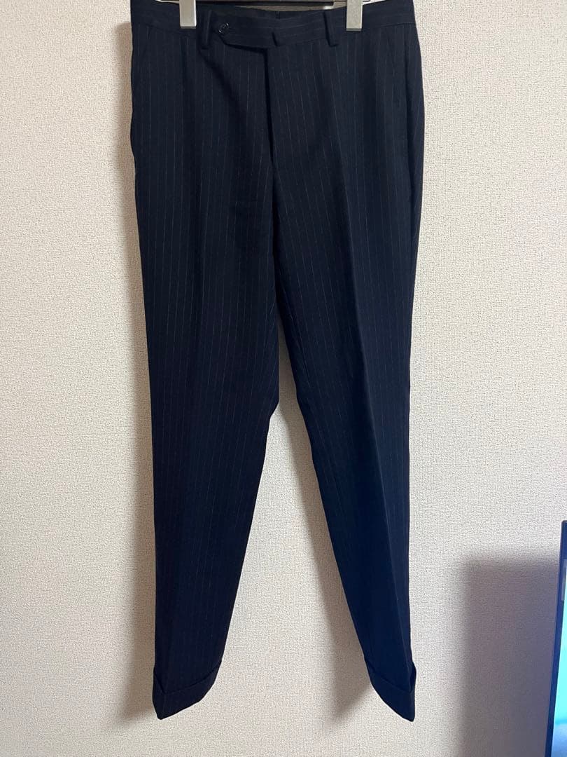 りす　リングジャケット　ストライプサキソニースーツ　ネイビー　サイズ42