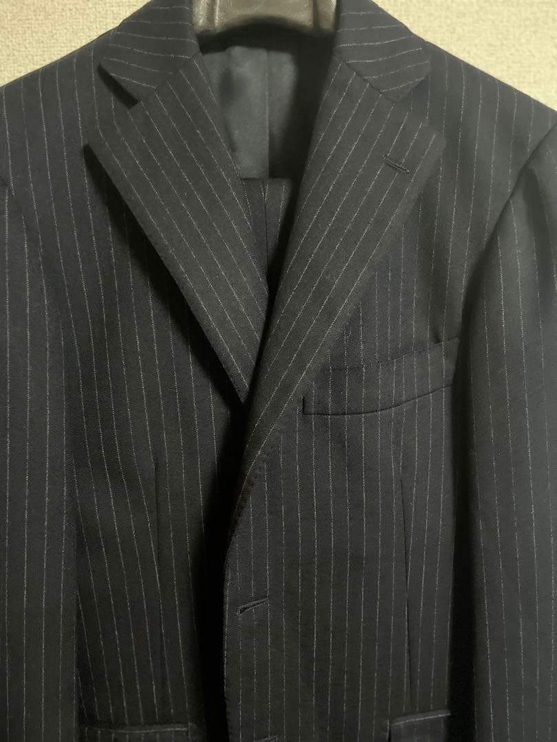 りす　リングジャケット　ストライプサキソニースーツ　ネイビー　サイズ42