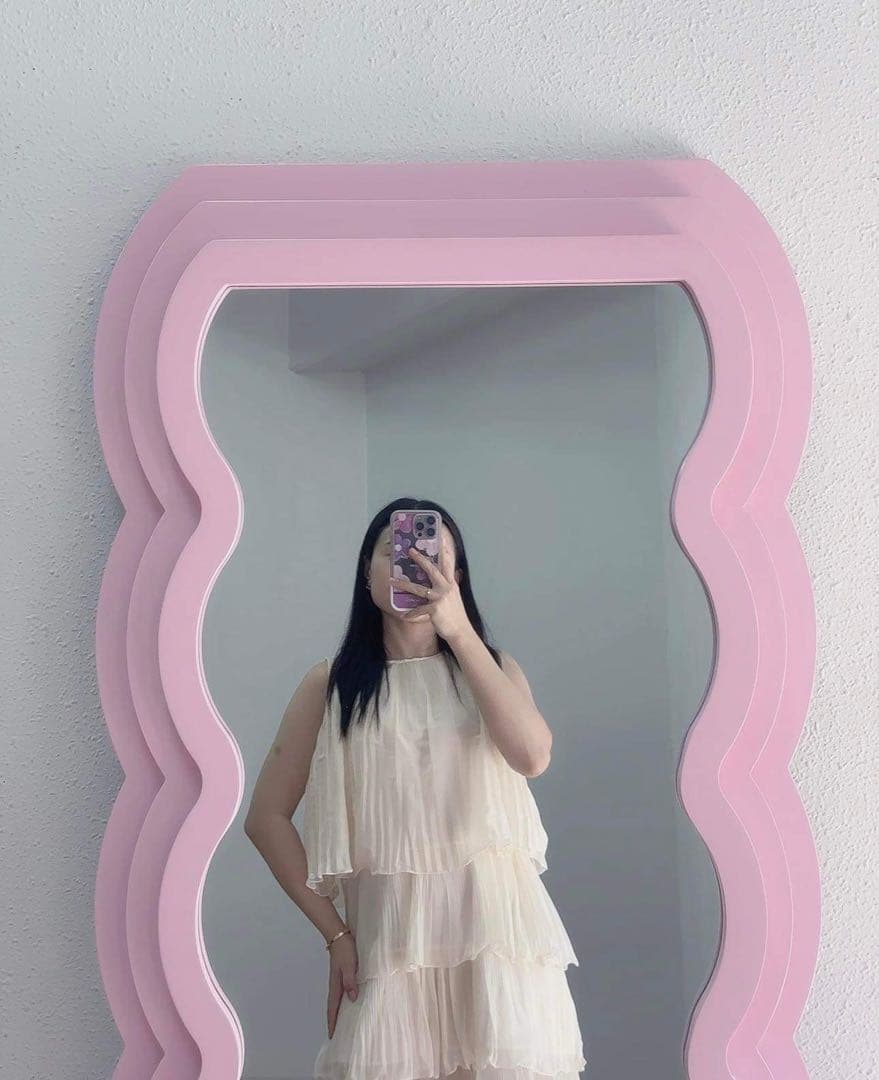 LED付　ウェーブミラー　姿見鏡 ミラー 全身鏡　160cm x 60cm