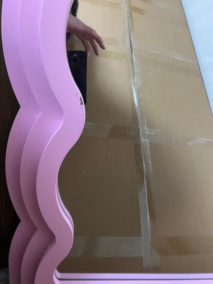 LED付　ウェーブミラー　姿見鏡 ミラー 全身鏡　160cm x 60cm