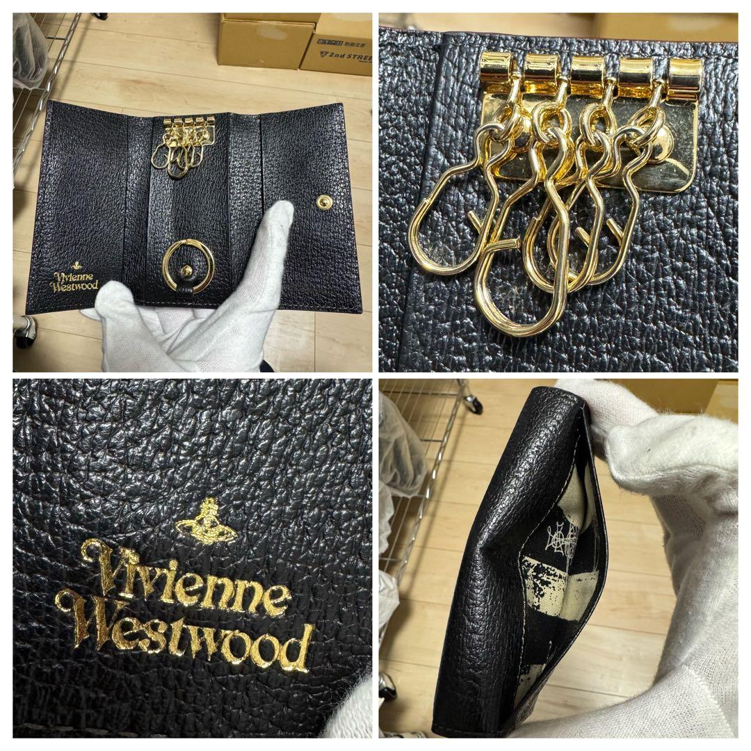 【新品同様】ヴィヴィアンウエストウッド レザー 4連 キーケース オーブ 黒