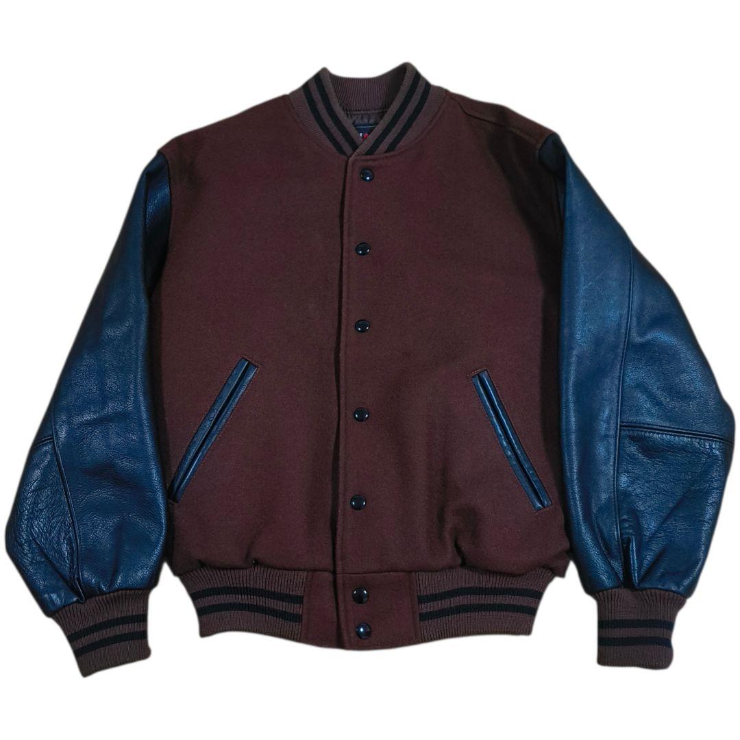 希少✨️VAN JACKET ヴァンヂャケット スタジャン 茶×黒 袖レザー M