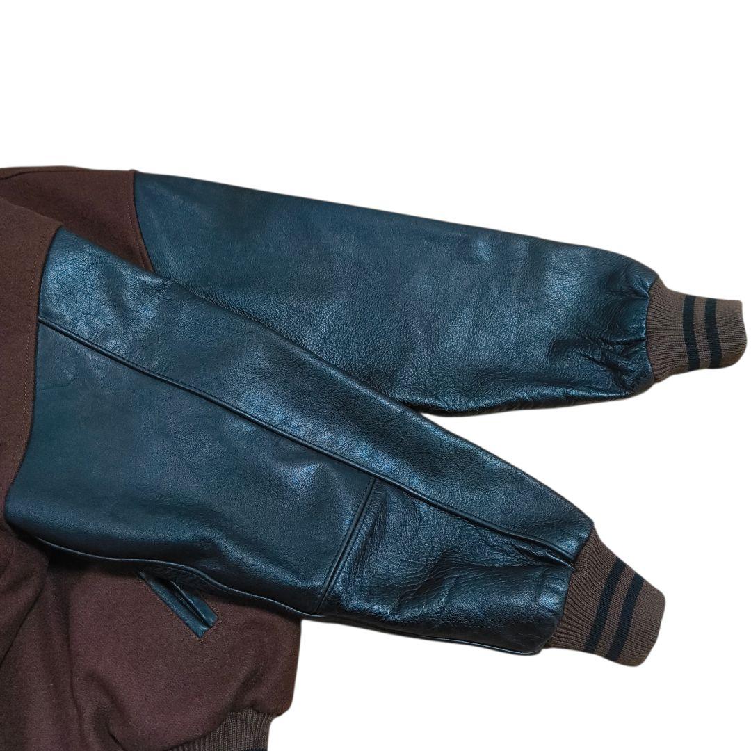 希少✨️VAN JACKET ヴァンヂャケット スタジャン 茶×黒 袖レザー M