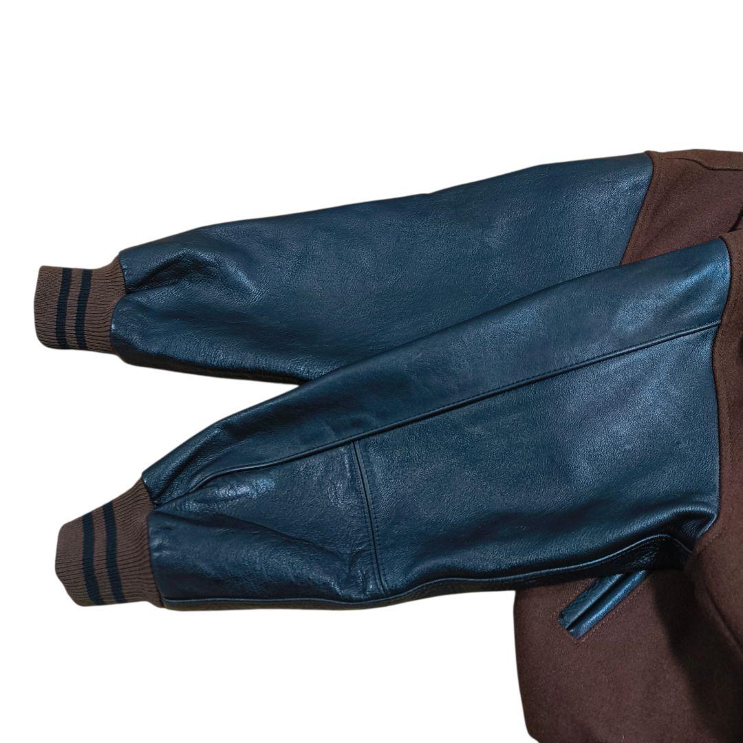 希少✨️VAN JACKET ヴァンヂャケット スタジャン 茶×黒 袖レザー M