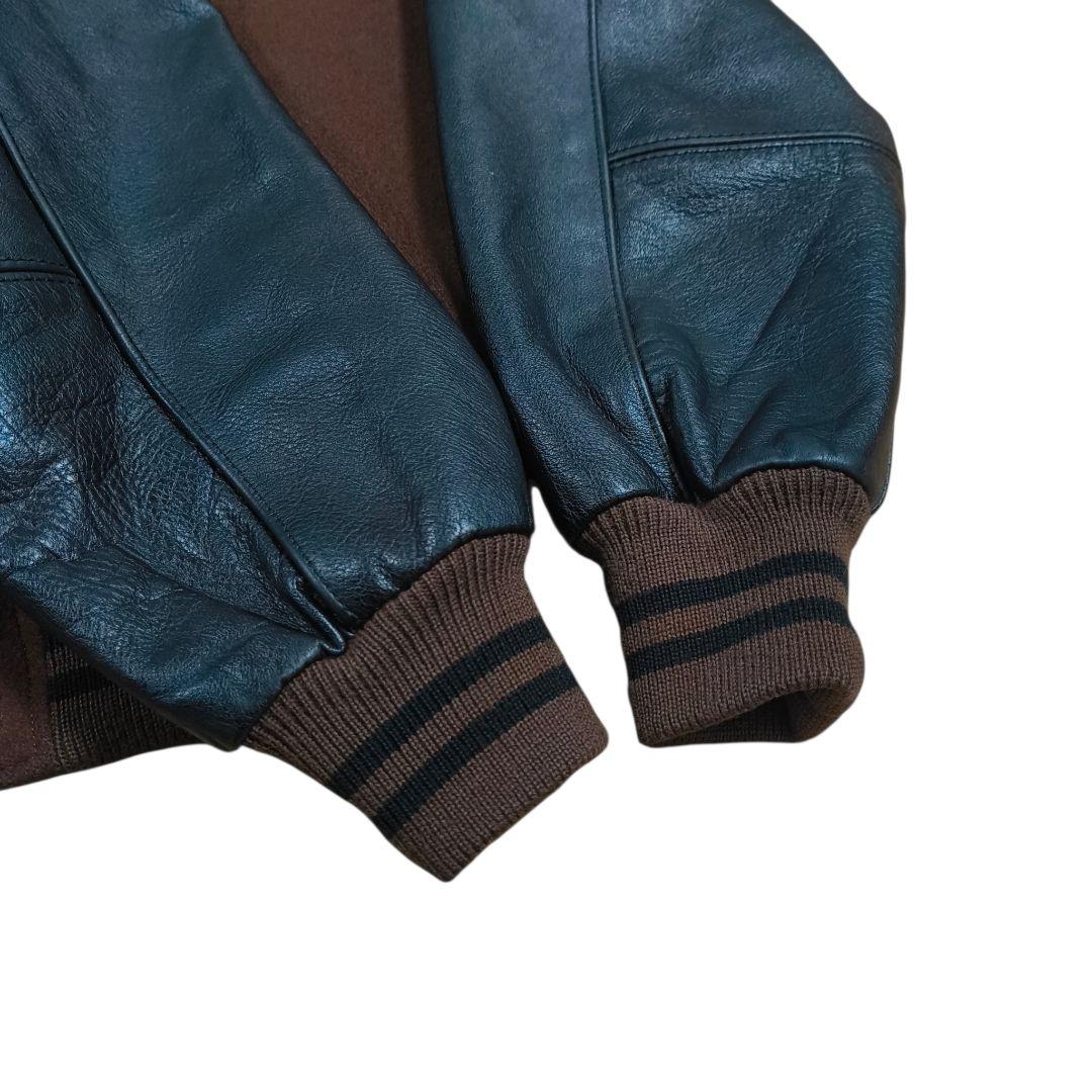 希少✨️VAN JACKET ヴァンヂャケット スタジャン 茶×黒 袖レザー M