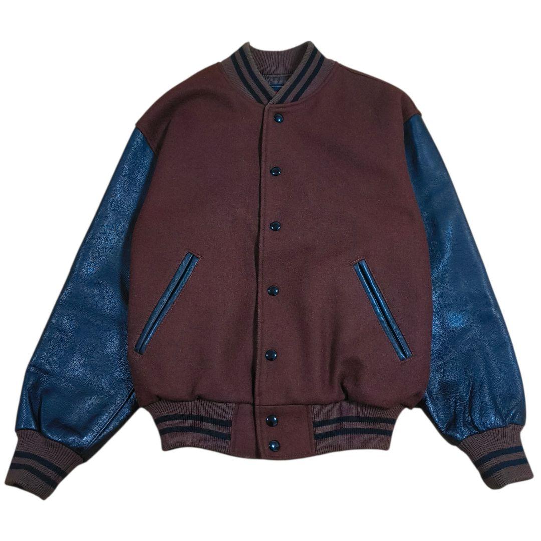 希少✨️VAN JACKET ヴァンヂャケット スタジャン 茶×黒 袖レザー M