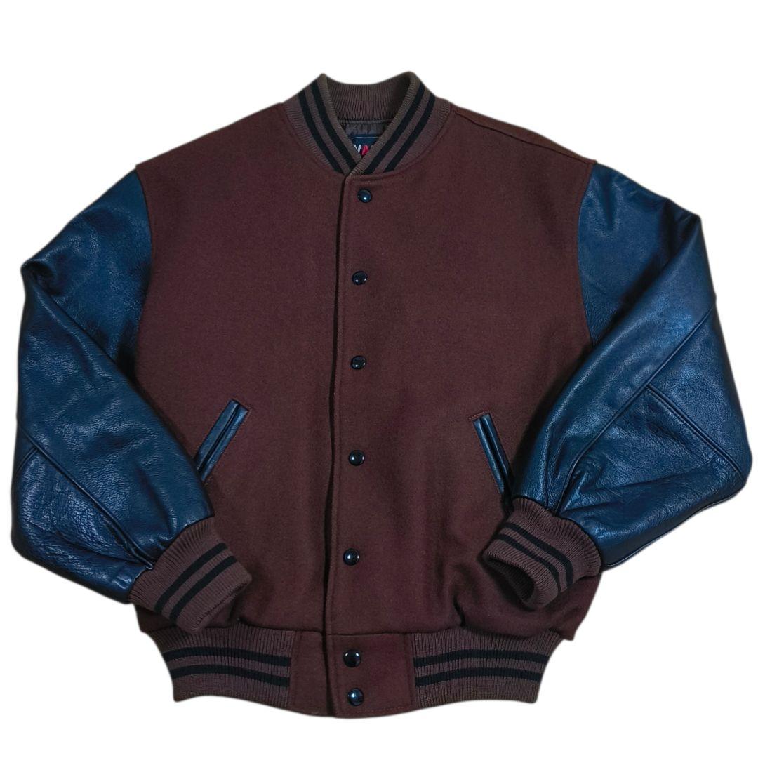 希少✨️VAN JACKET ヴァンヂャケット スタジャン 茶×黒 袖レザー M