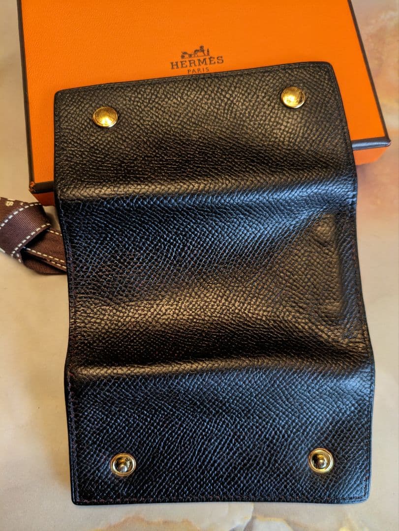 HERMES セリエキーケース　ゴールド金具　黒×赤　□L刻印　直営店購入