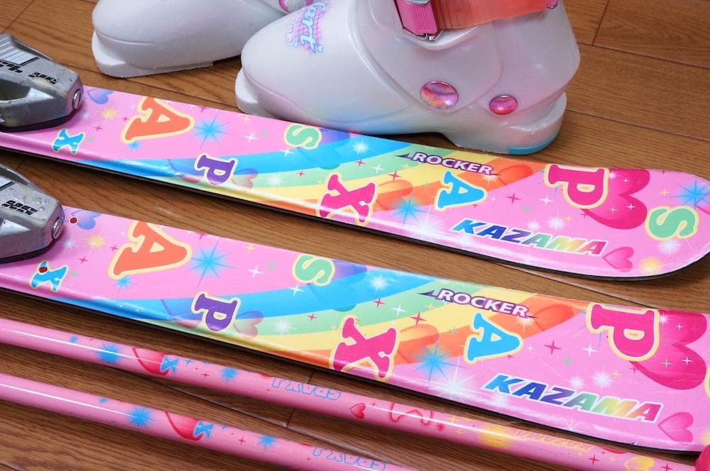 メンテ済 116cm 靴20cm KAZAMA スキーセット 訳あり (120)